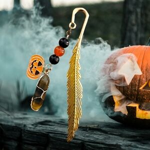 Jack O Lantern Tigers Eye Bookmark